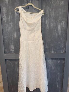 White Textured A-Line Dress